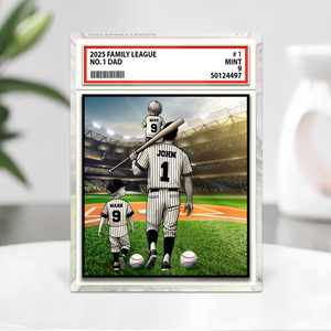 Baseball No. 1 Dad Grandpa Man & Kids Trading Card Style Acrylic Block Plaque Personalized Gift For Father's Day HO82 893980
