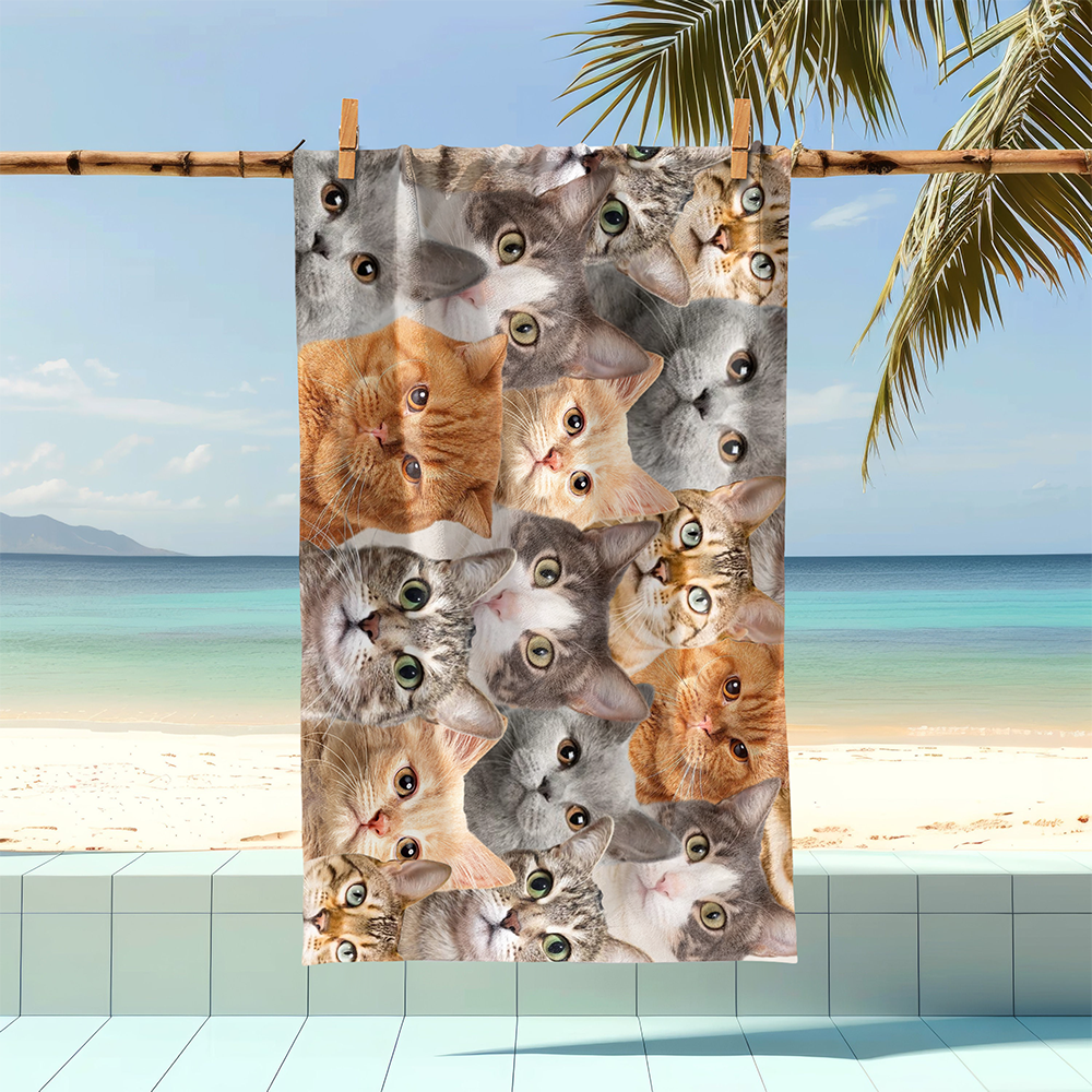 Custom Full Face Dog Cat Photo Beach Towel TH10 892801