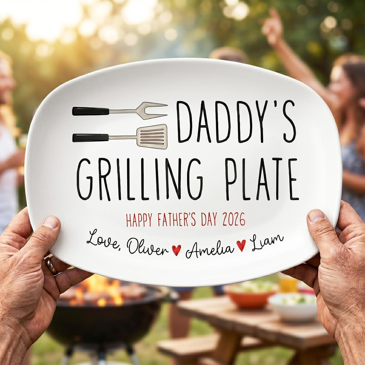 Custom Kid Name - Dad's Grilling Plate Father's Day Gift From Kids CH07 911624