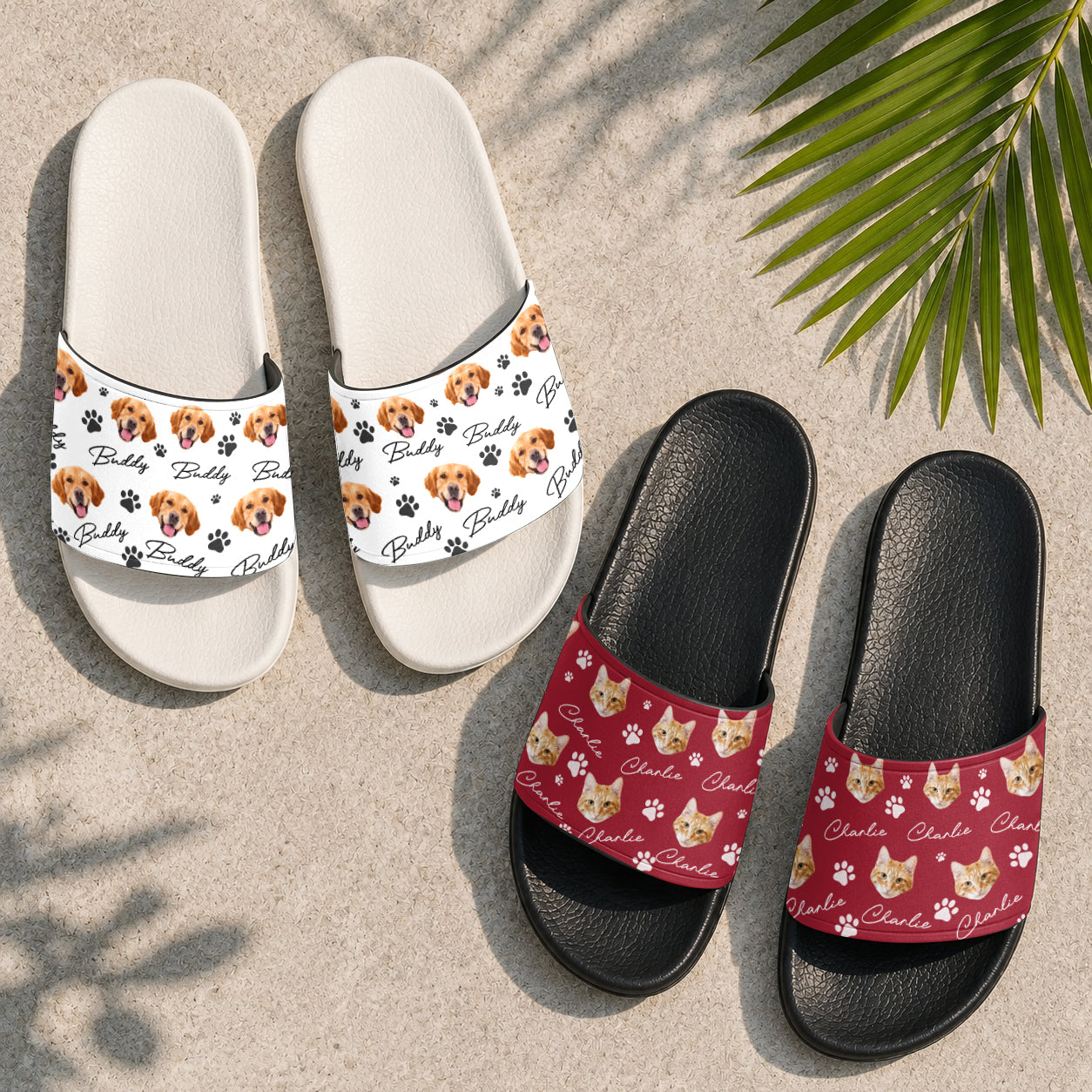 Custom Dog Cat Photo And Name - Slide Sandals Personalized Gift For Pet Lovers TH10 170021