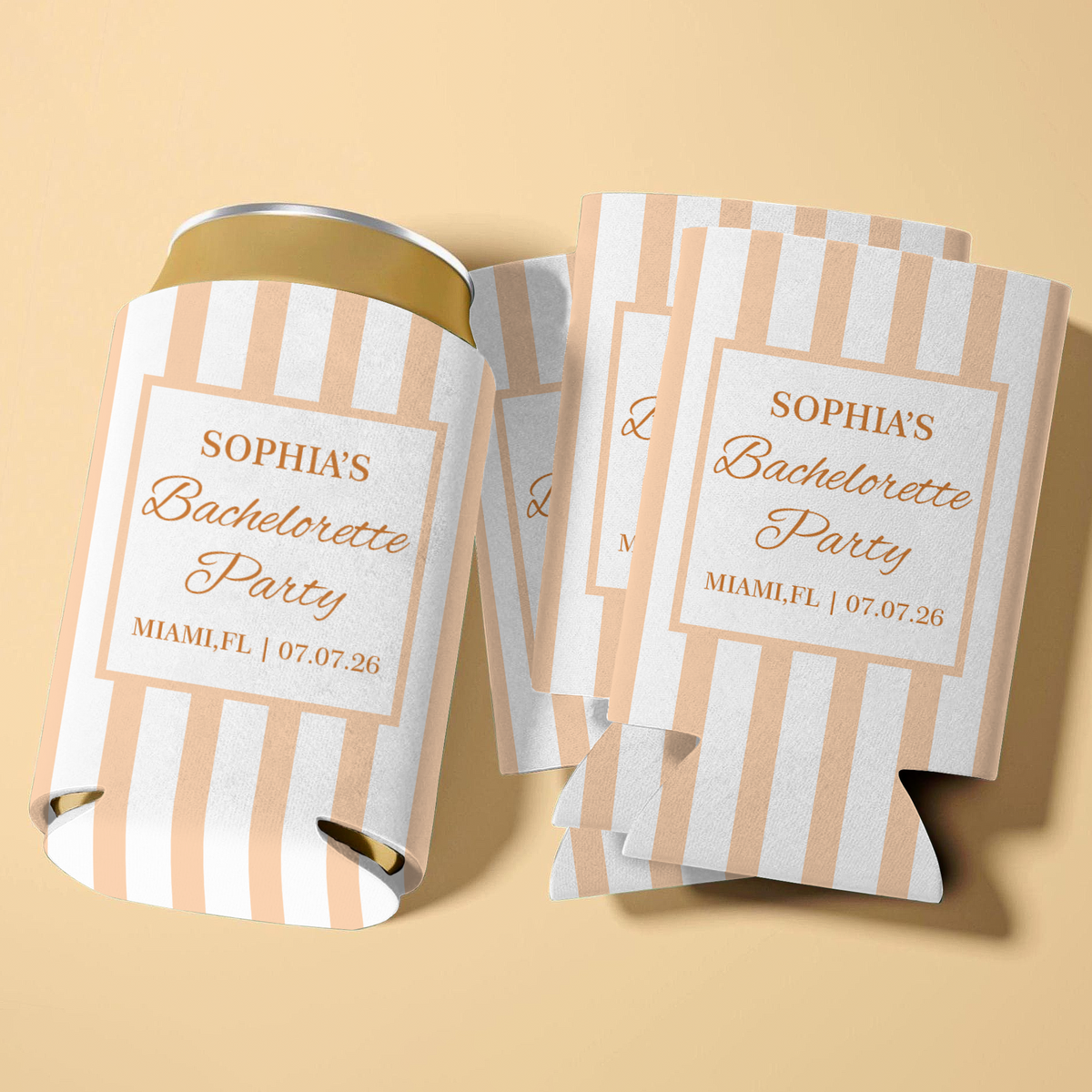 Custom Name Beach Bachelorette Can Cooler - Personalized Coastal Party Favor HO82 903050