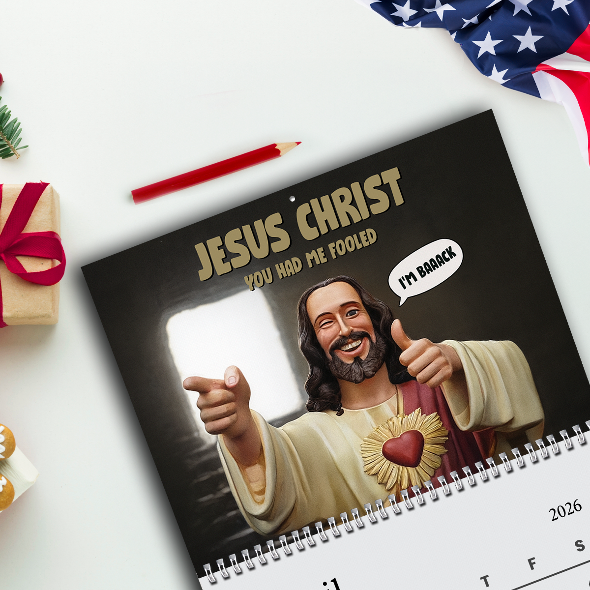 Funny Jesus Christ 2026 Satire Wall Calendar MEME Gift for Friends Family, Present LM32 897305