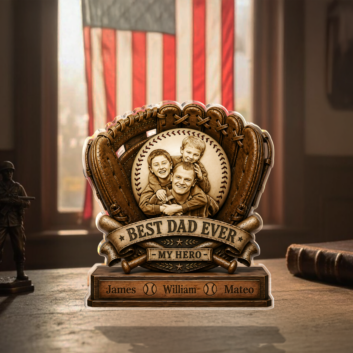 Personalized Best Dad Ever Baseball Acrylic Block Plaque Father’s Day Gift HO82 902332