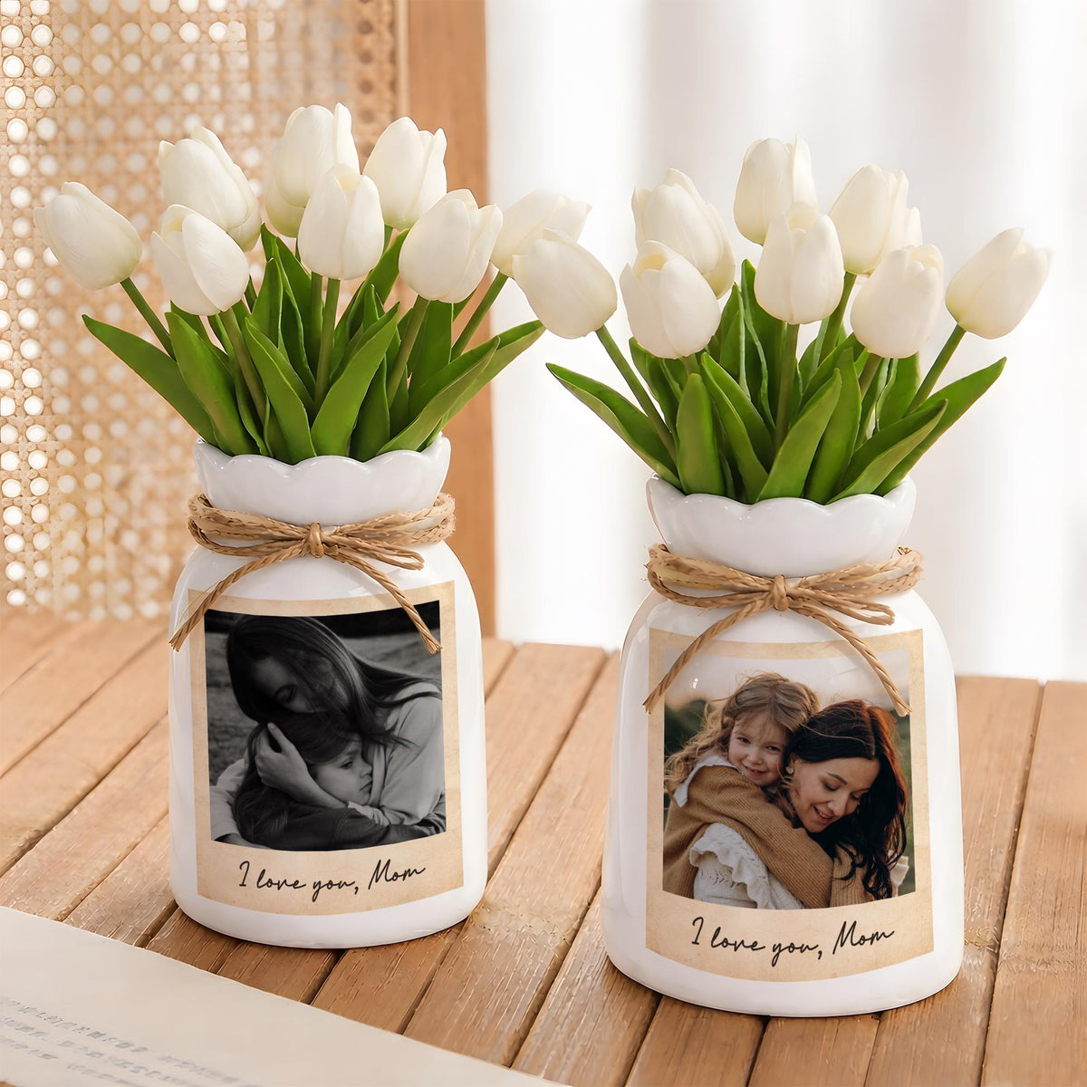 Custom Photo Vintage Retro 90s Gift for Mom Flower Ceramic Vase LM32 899723