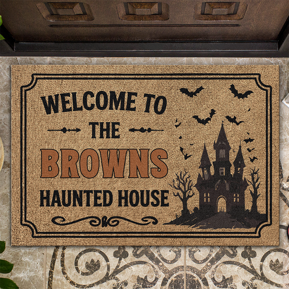 Custom Family Name Haunted House Doormat Halloween Porch Decoration Gift LM32 669577