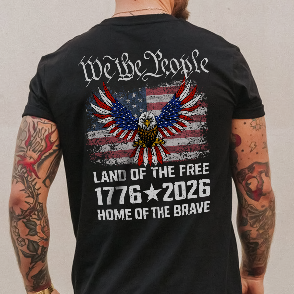 America 250th Birthday Eagle US Flag Back Shirt 250 Years We The People 1776-2026 Dark Shirt CH07 910956