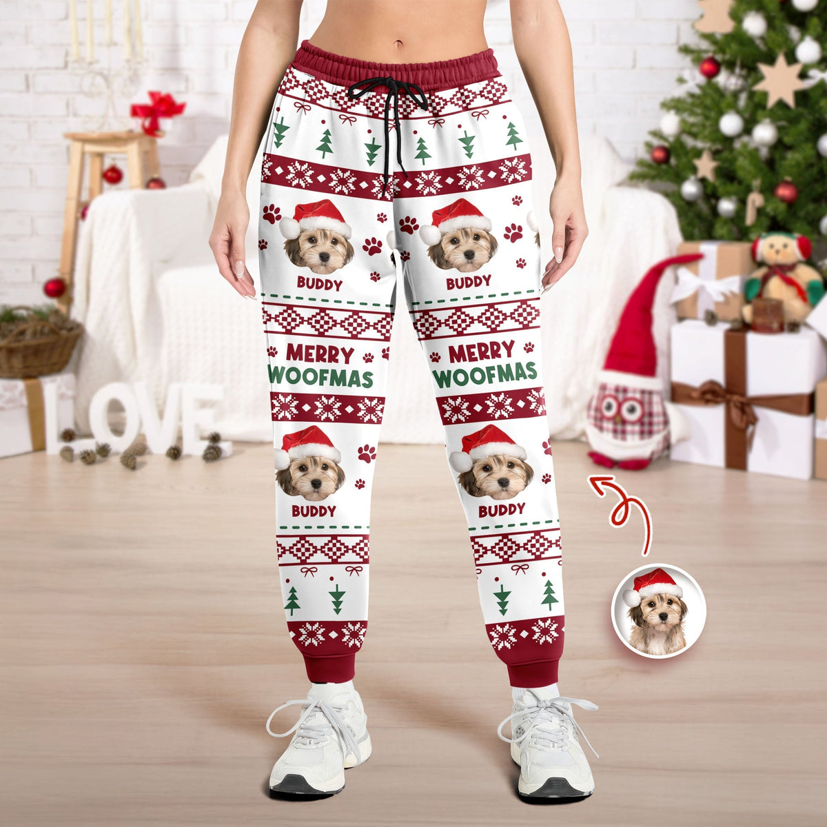 Custom Pet Photo With Festive Ugly Patterns - Personalized Sweatpants CH07 899502