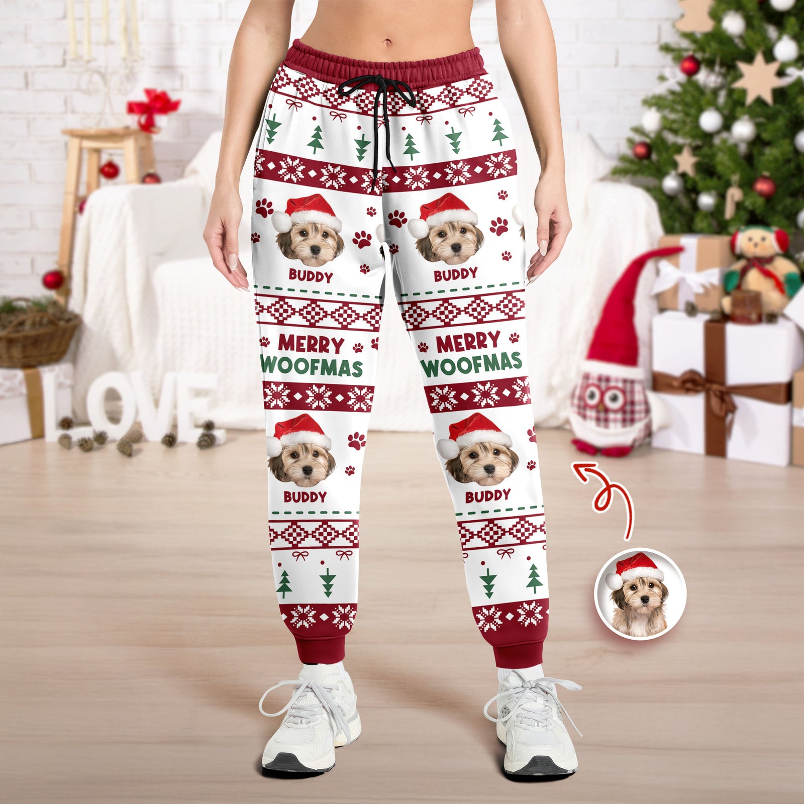 Custom Pet Photo With Festive Ugly Patterns - Personalized Sweatpants CH07 899502