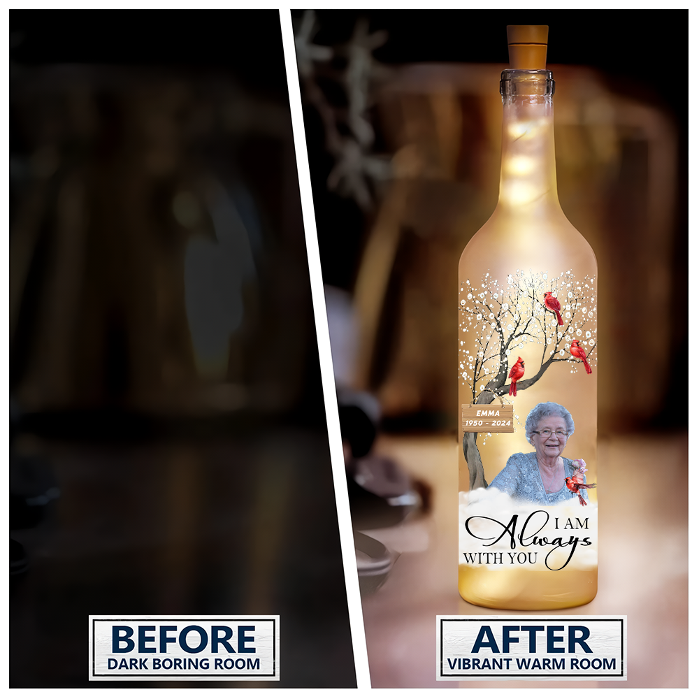 Custom Photo I'm Always With You - Personalized Bottle Lamp Memorial Gift CH07 895314