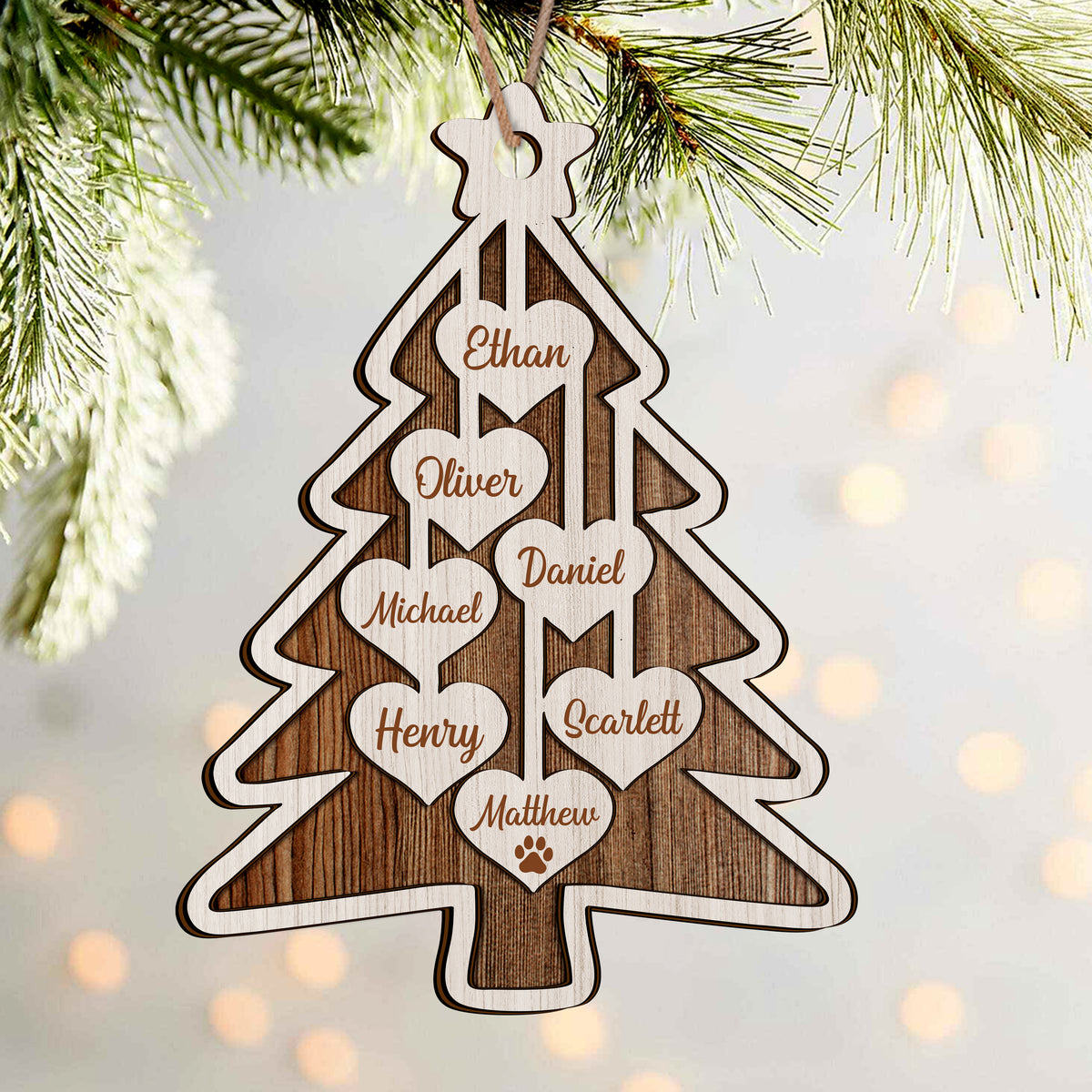 Personalized Family Name Christmas Layer Wood Ornament Gift For Family TH10 896481