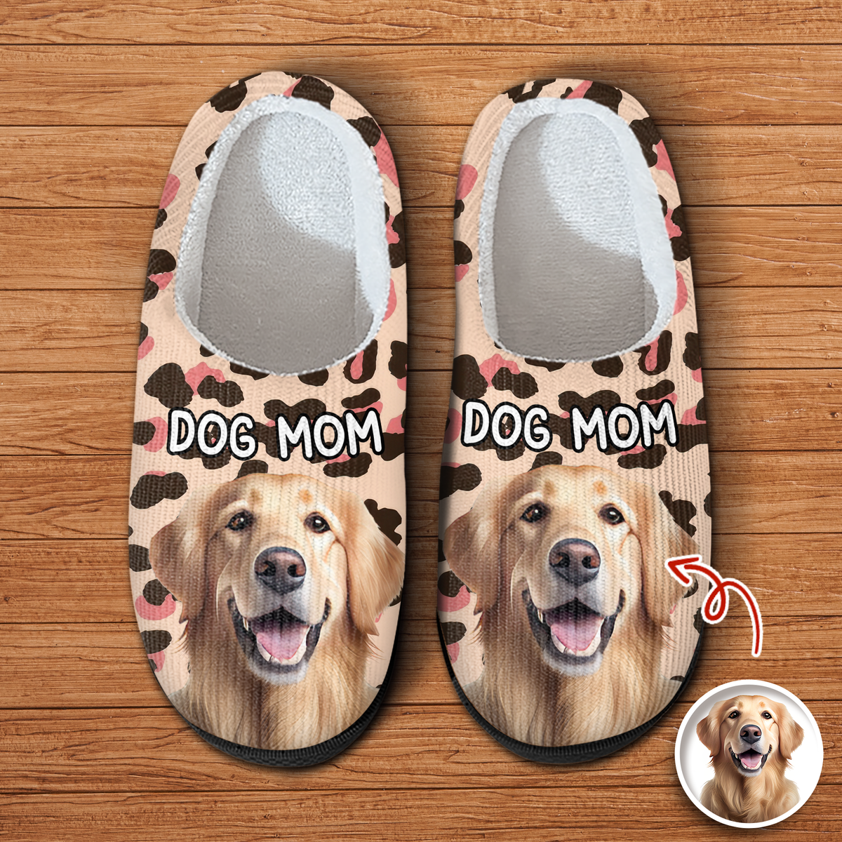 Custom Dog Photo Leopard Slipper For Dog Lovers CH07 896398