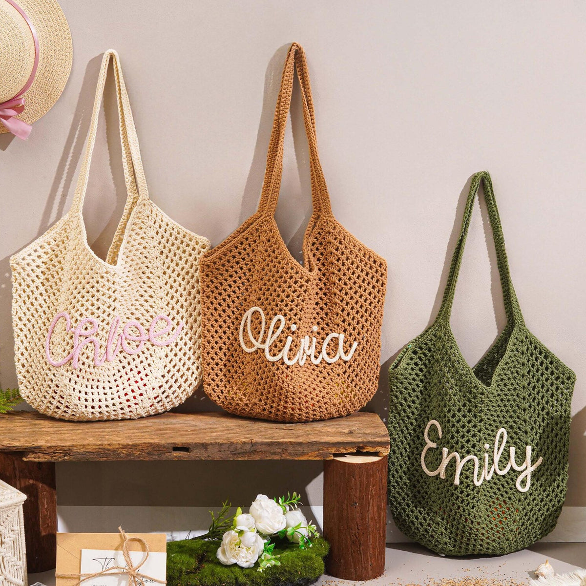 Custom Name Crochet Beach Bag - Summer Gift For Women, Mother's Day, Wife, Girlfriend HO82 902004