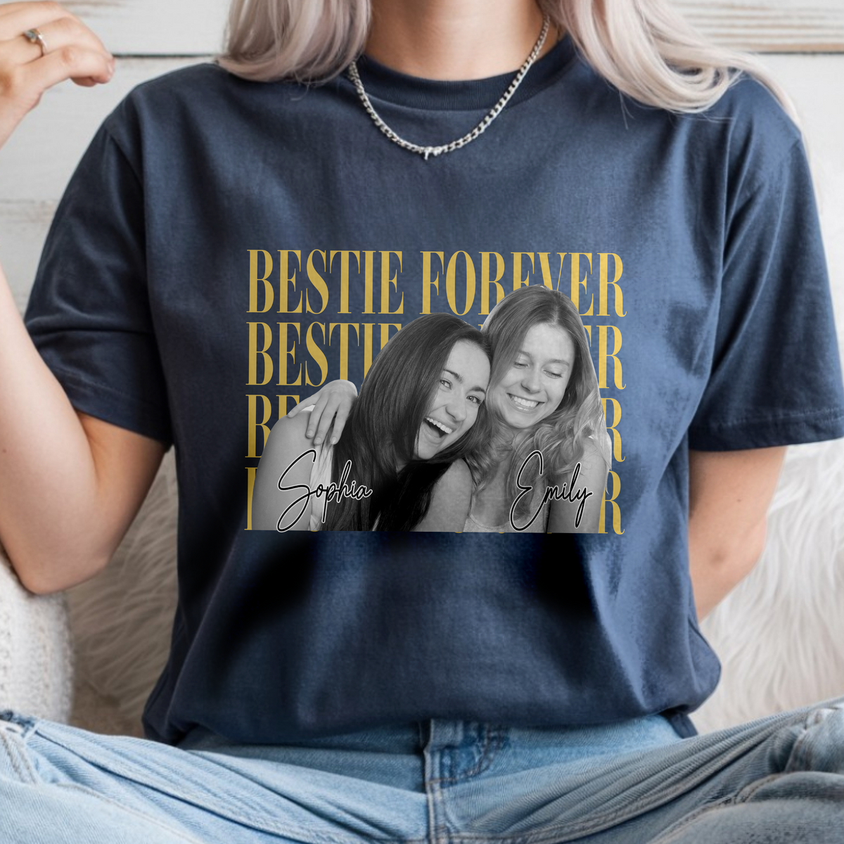 Personalized Vintage Photo Besties Forever Comfort Shirt HA75 921464