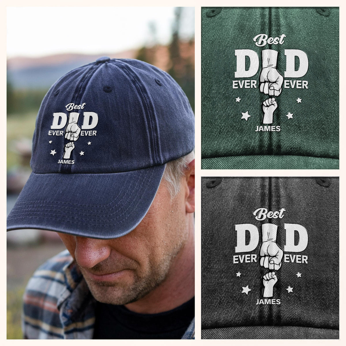 Personalized Cap - Best Dad Ever Ever Washed Denim Baseball Cap HA75 892476