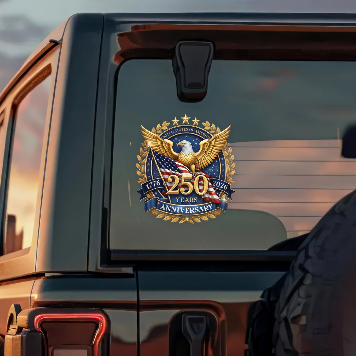 USA 250th Anniversary Emblem Patriotic Eagles Flag Car Window Decal Sticker LM32 899069