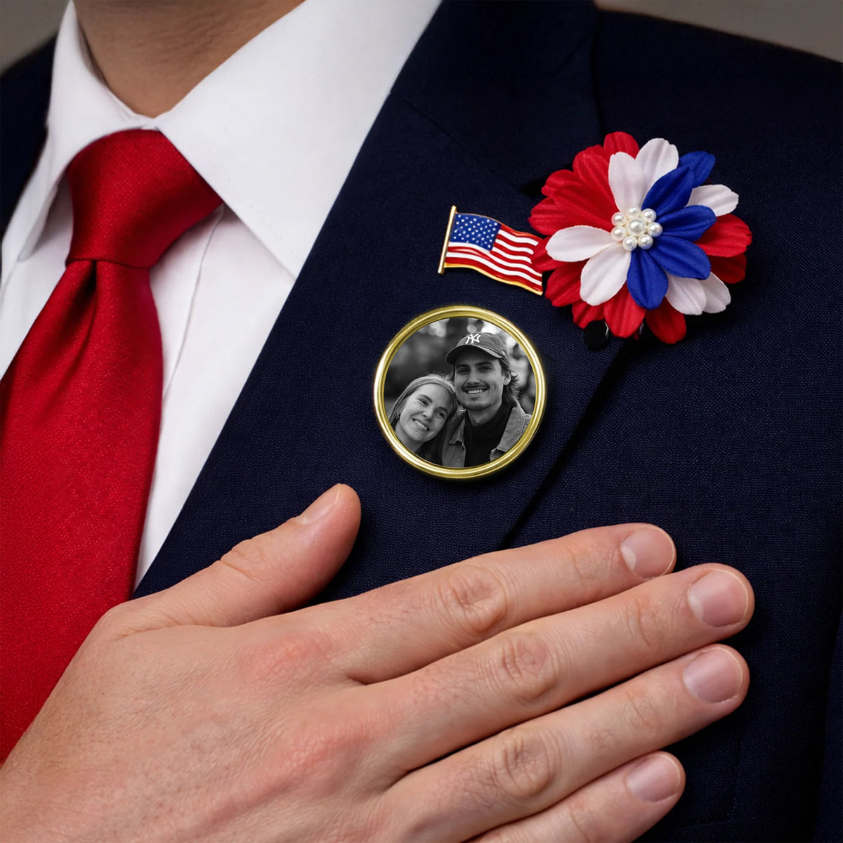 Custom Photo In Loving Memory Wedding Memorial Lapel Pin - Gift for Wedding Day, Groom Gifts HO82 901862