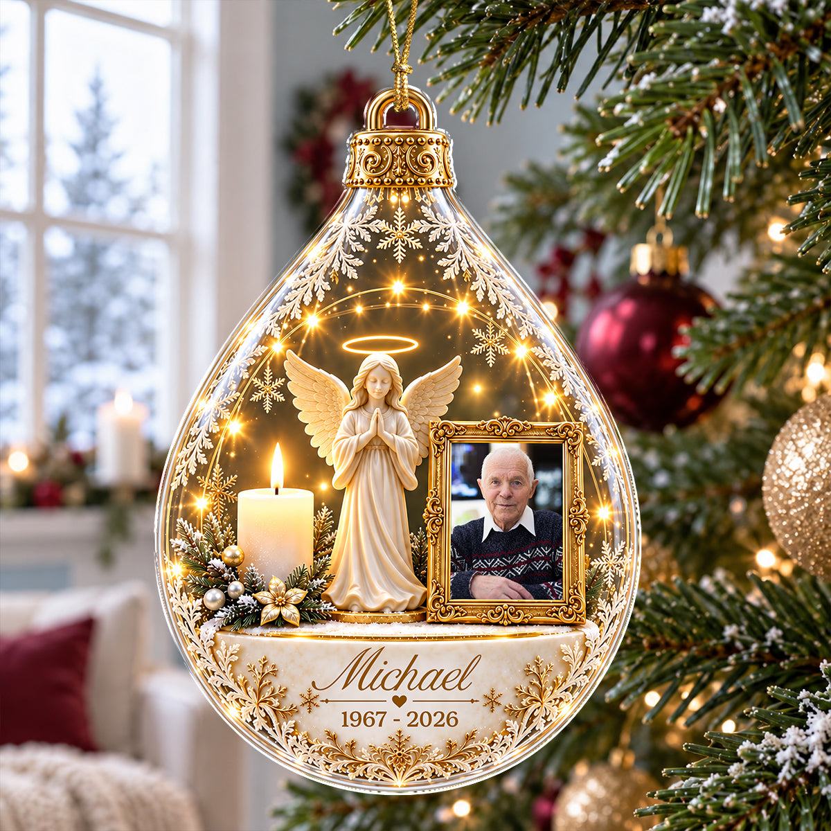 Custom Photo Memorial Angel Acrylic Ornament, Sympathy Keepsake for Loved Ones LM32 670019