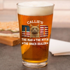 Custom Photo Cat Dad The Man The Myth American Flag Dad Beer Glass HA75 892404