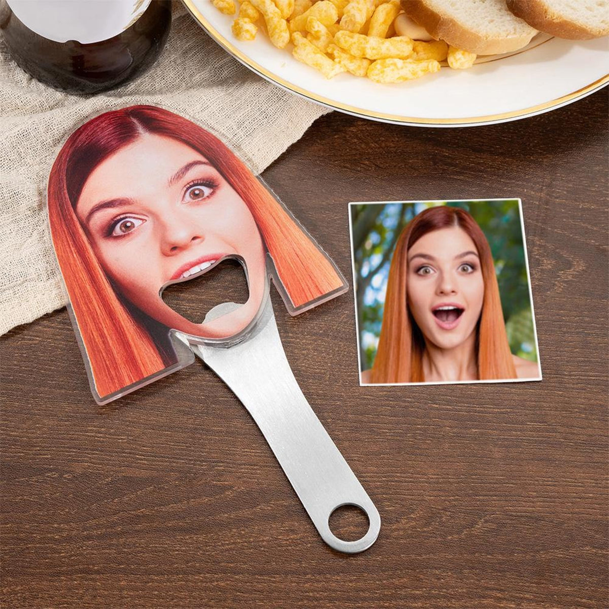 Custom Funny Avatar Face Photo Couple Bottle Opener with Magnet Fridge, Gift For Couple, Valentine's Day HO82 900680