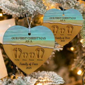 Our First Christmas As A Family Heart Shaped Ceramic Ornament HA75 897474