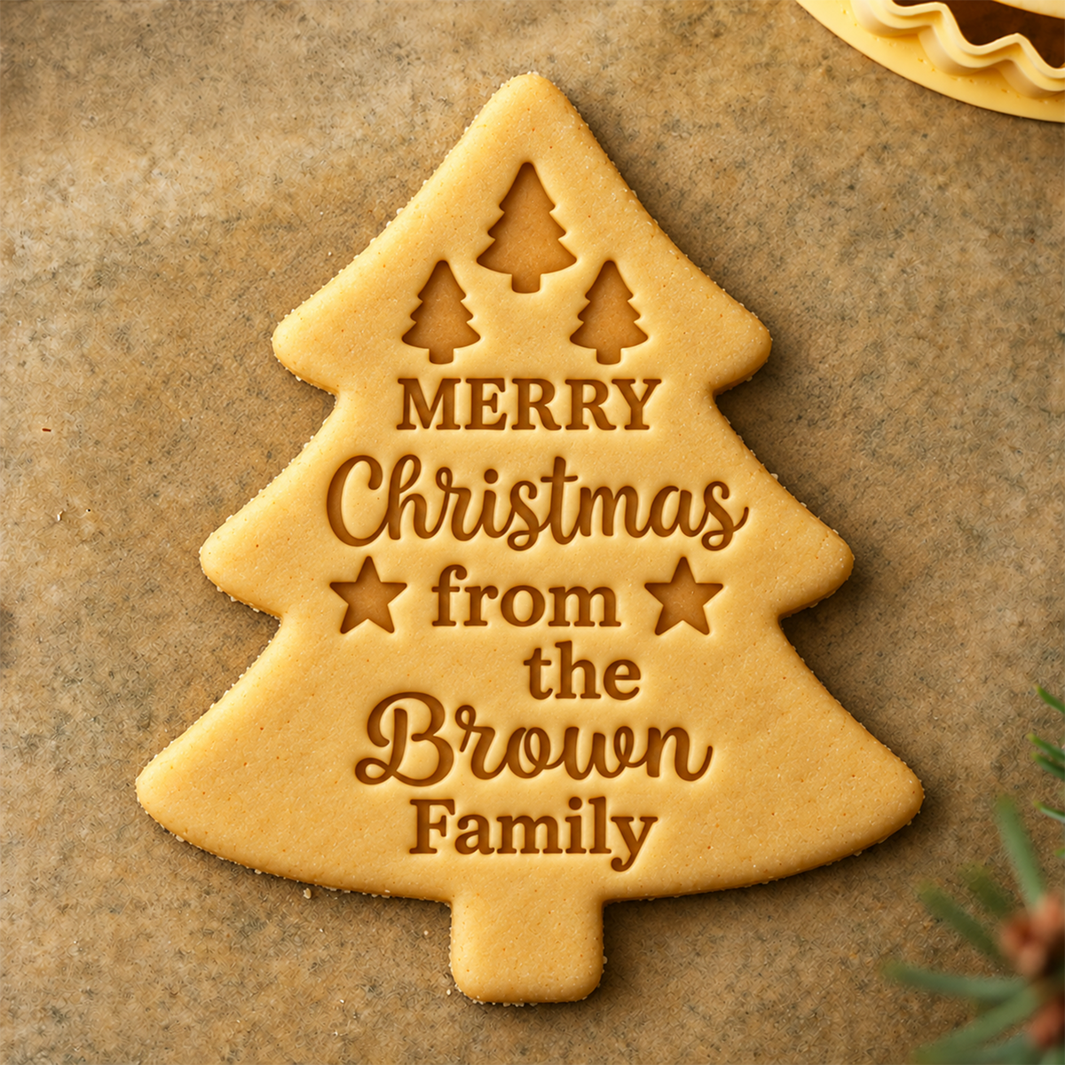 Custom Family Name Christmas Tree Shaped Cookie Stamp HO82 904166