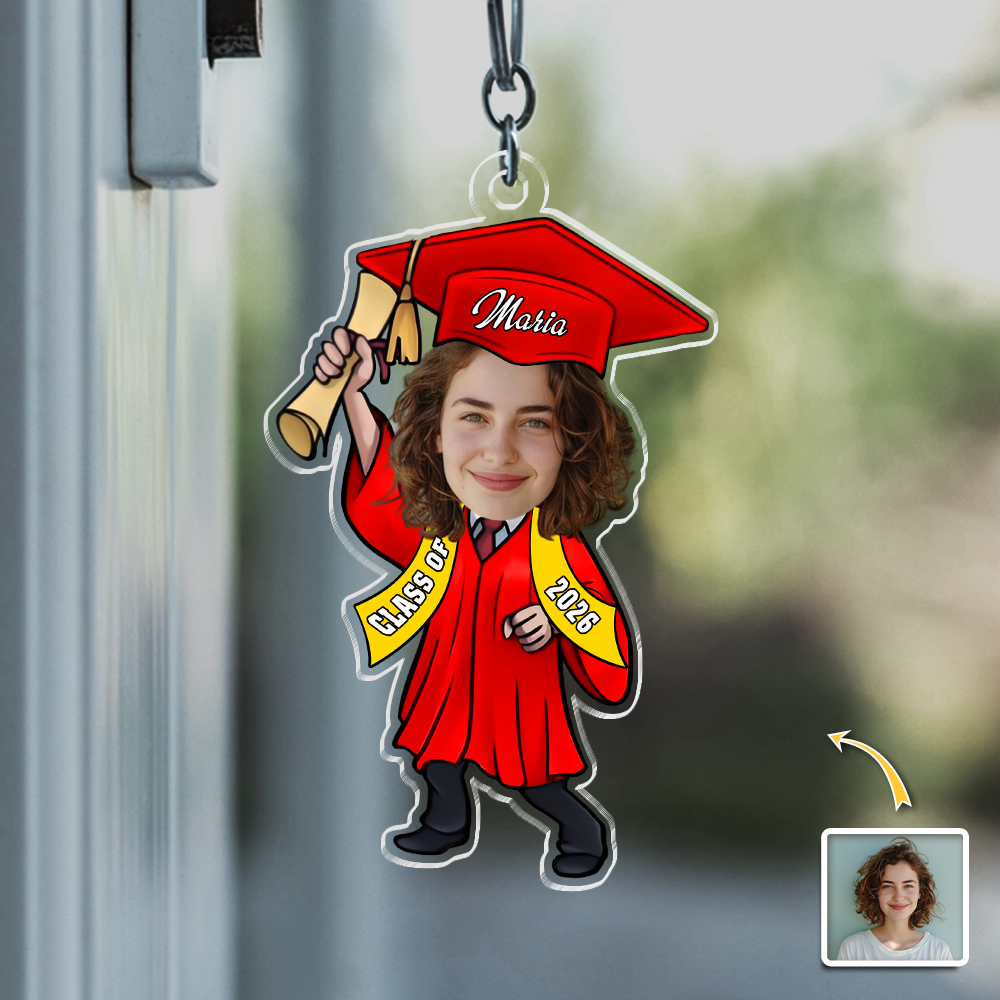 Custom Funny Face Class of 2026 Graduation Keychain, Personalized Gift for Graduate TH10 169163