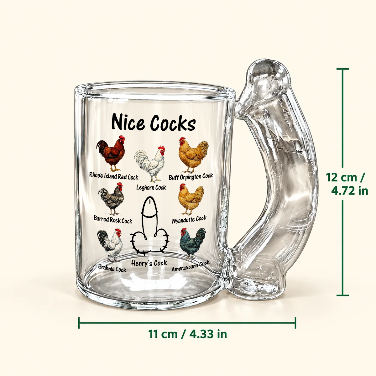 Personalized Nice Cocks Naughty Glass Mug Valentine's Day Funny Gift for Men Husband Boyfriend CH07 180672