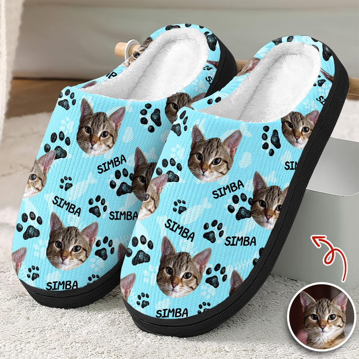 Custom Photo Cat Faces Slippers, Unique Funny Gift HA75 892972