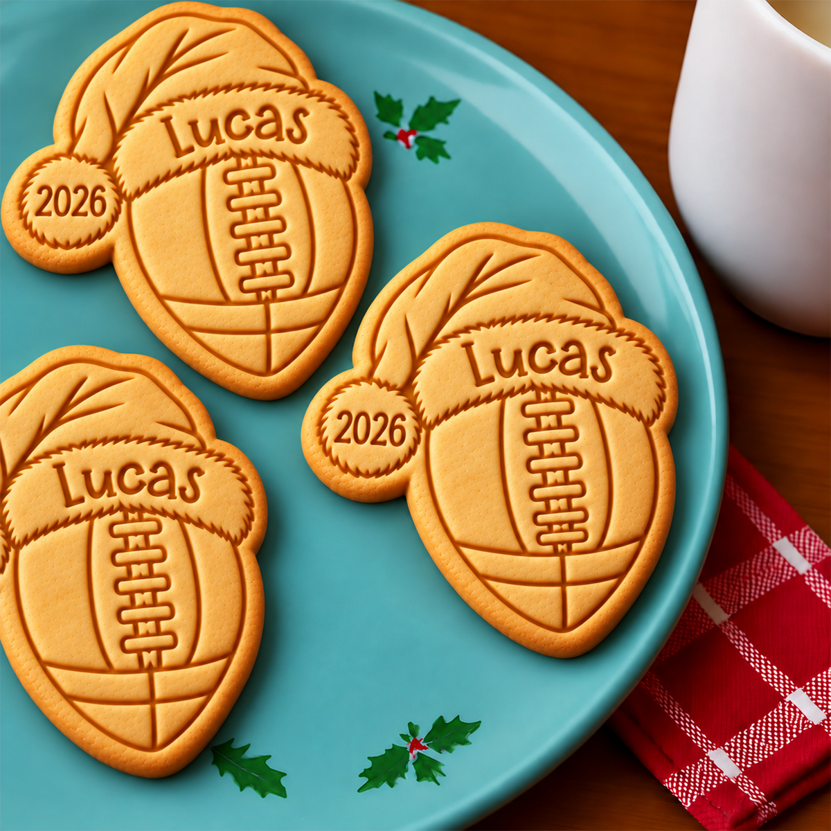 Personalized Name Sports Christmas Custom Shaped Cookie Stamp HA75 919650