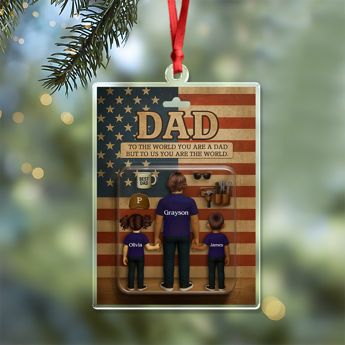 Personalized Name You Are The World Dad Family Christmas Acrylic Ornament LM32 895597