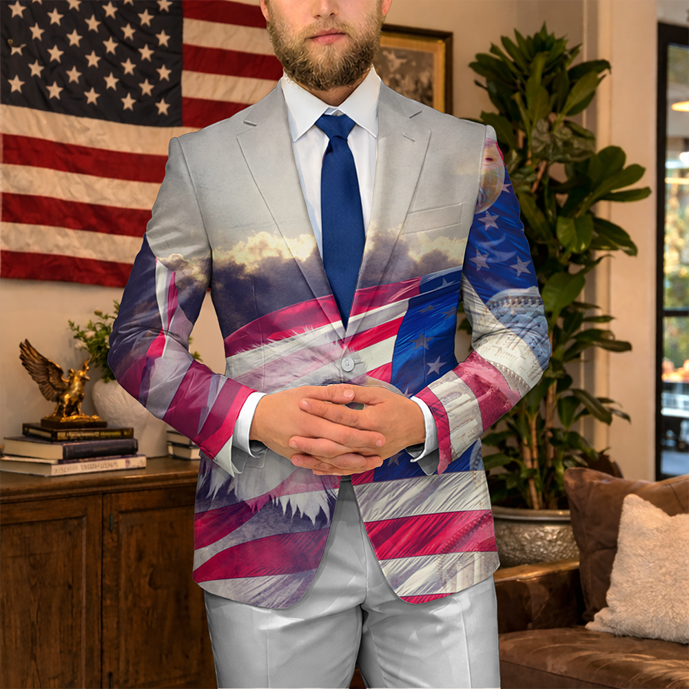 Custom Name Eagle With USA Flag America’s 250th Anniversary Men's Suit HO82 902072