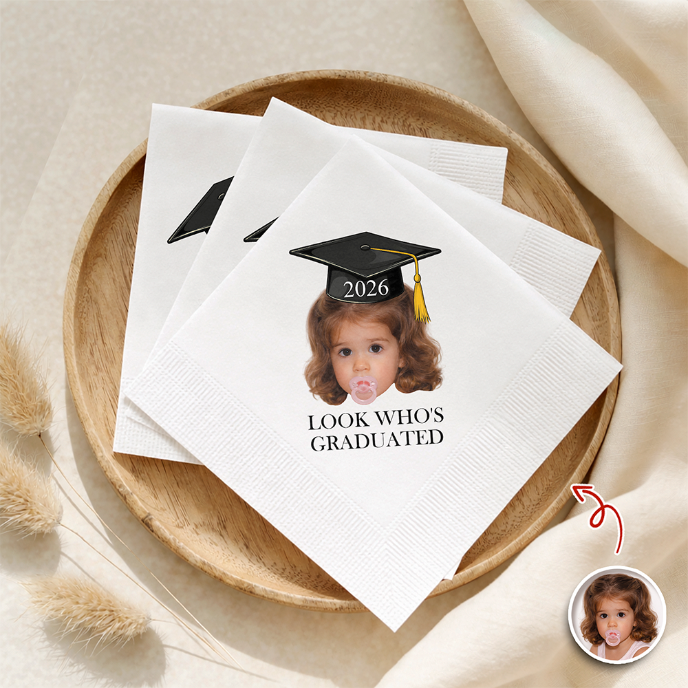 Custom Photo Childhood Look Who's Graduated Napkins - Personalized Graduation Party Decor CH07 911286
