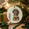 Custom Dog Photo And Name Stripes Ceramic Ornament For Christmas TH10 170749