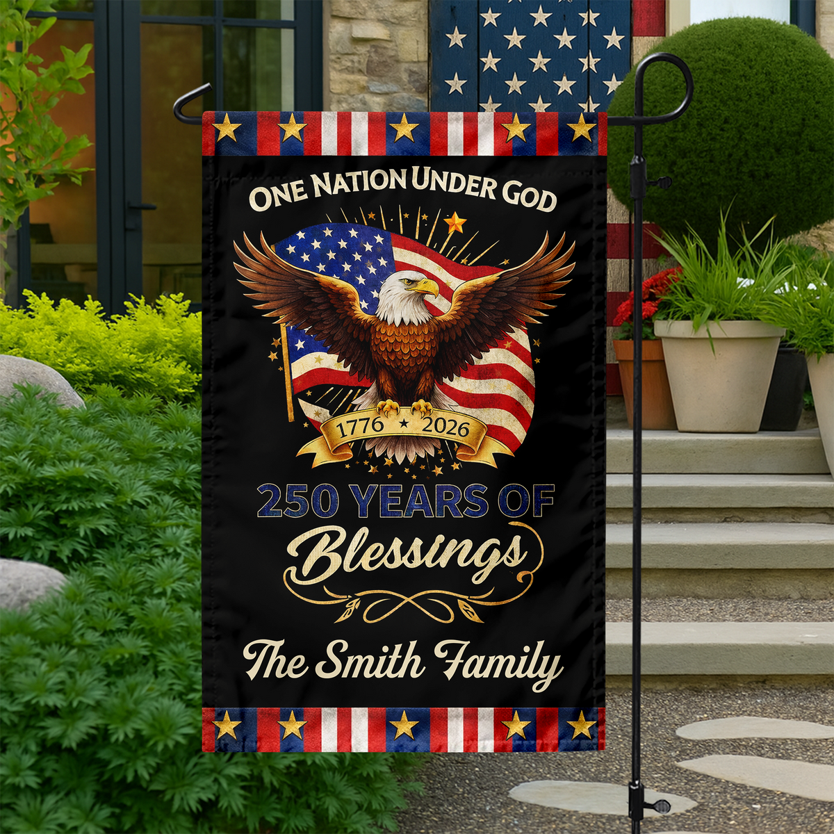 Custom Family Name One Nation Under God 250 Years Of Blessings Garden Flag TH10 169025