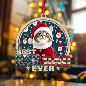 Custom Photo Best Cat Mom Cat Dad Wood Ornament LM32 895921