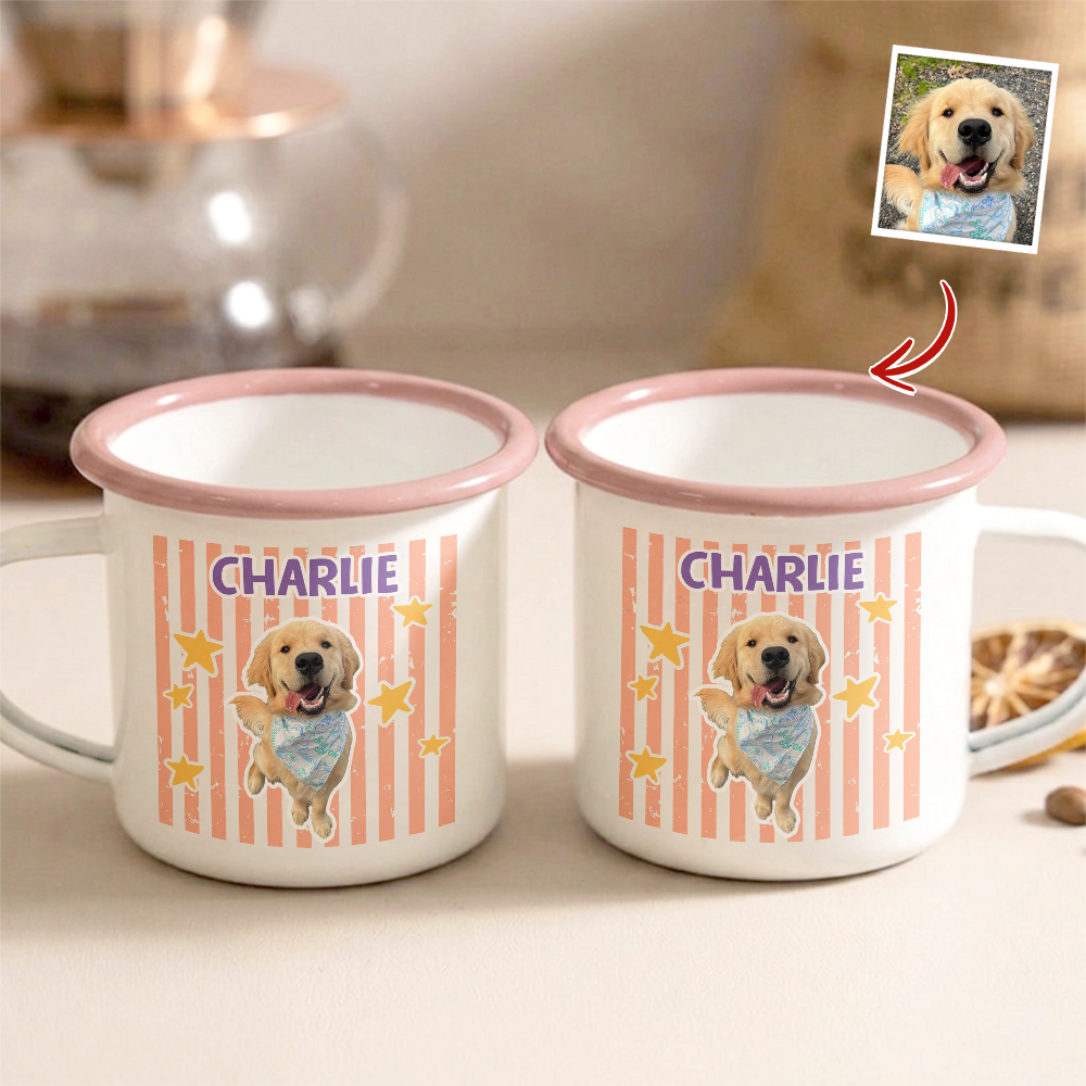 Custom Dog Photo Retro Style 12oz Two-Tone Enamel Mug CH07 911990