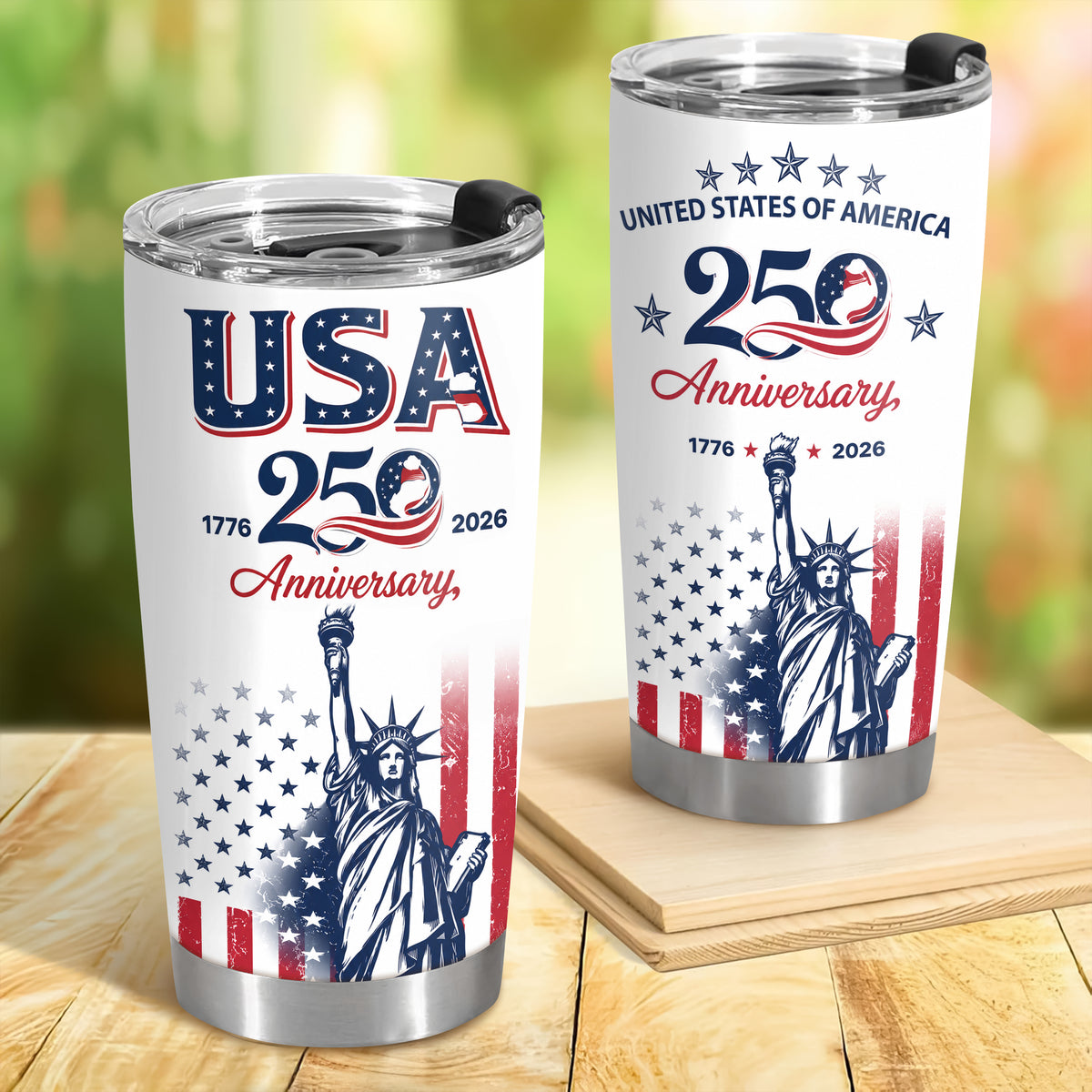 USA 250th Anniversary Patriotic Statue of Liberty Fat Tumbler HA75 921660