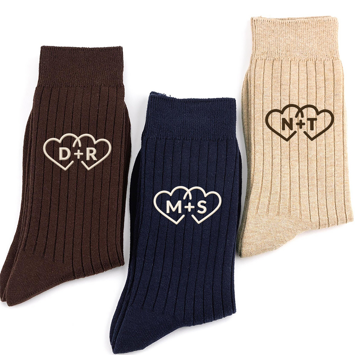 Custom Initial Embroidered Couple Socks, Personalized Wedding Keepsake HO82 903468