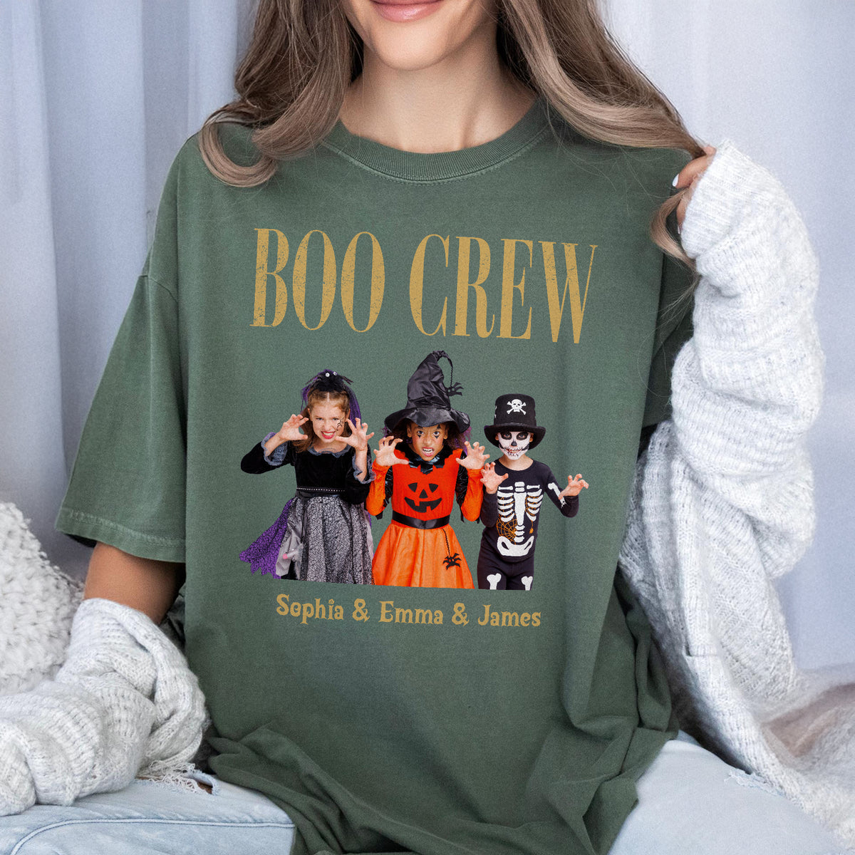 Custom Kid Photo Halloween Boo Crew Comfort Shirt HO82 903168