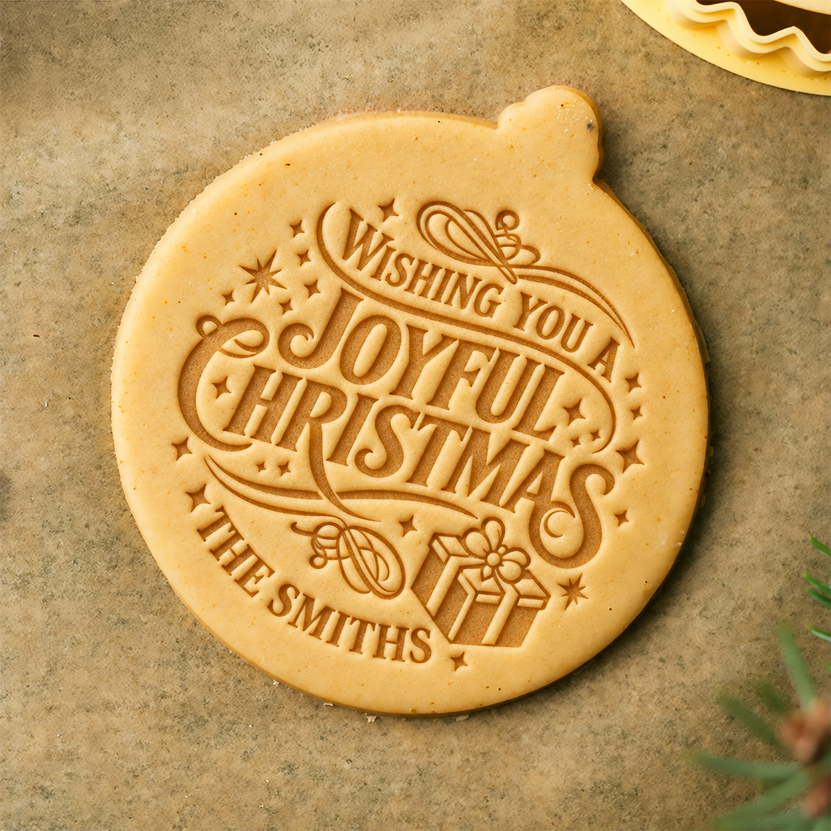 Custom Family Name Wishing You A Joyful Christmas Cookie Stamp HA75 919612