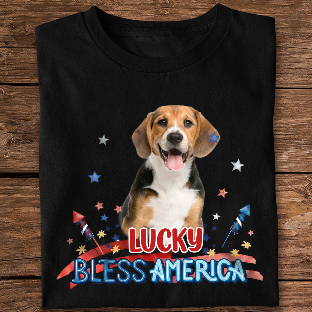Custom Photo Dog Bless America Dark Shirt HO82 902844