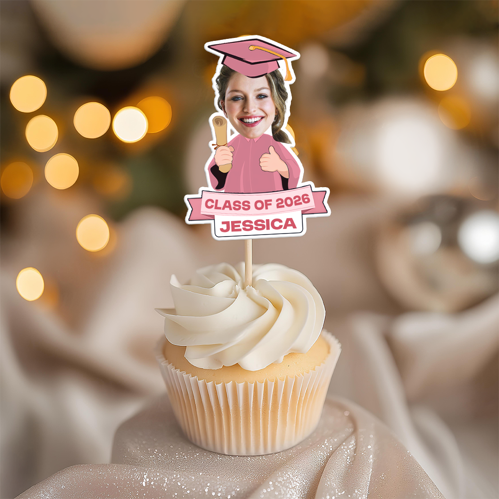 Custom Funny Face Class Of 2026 Graduation Decoration Cupcake Toppers HA75 920070
