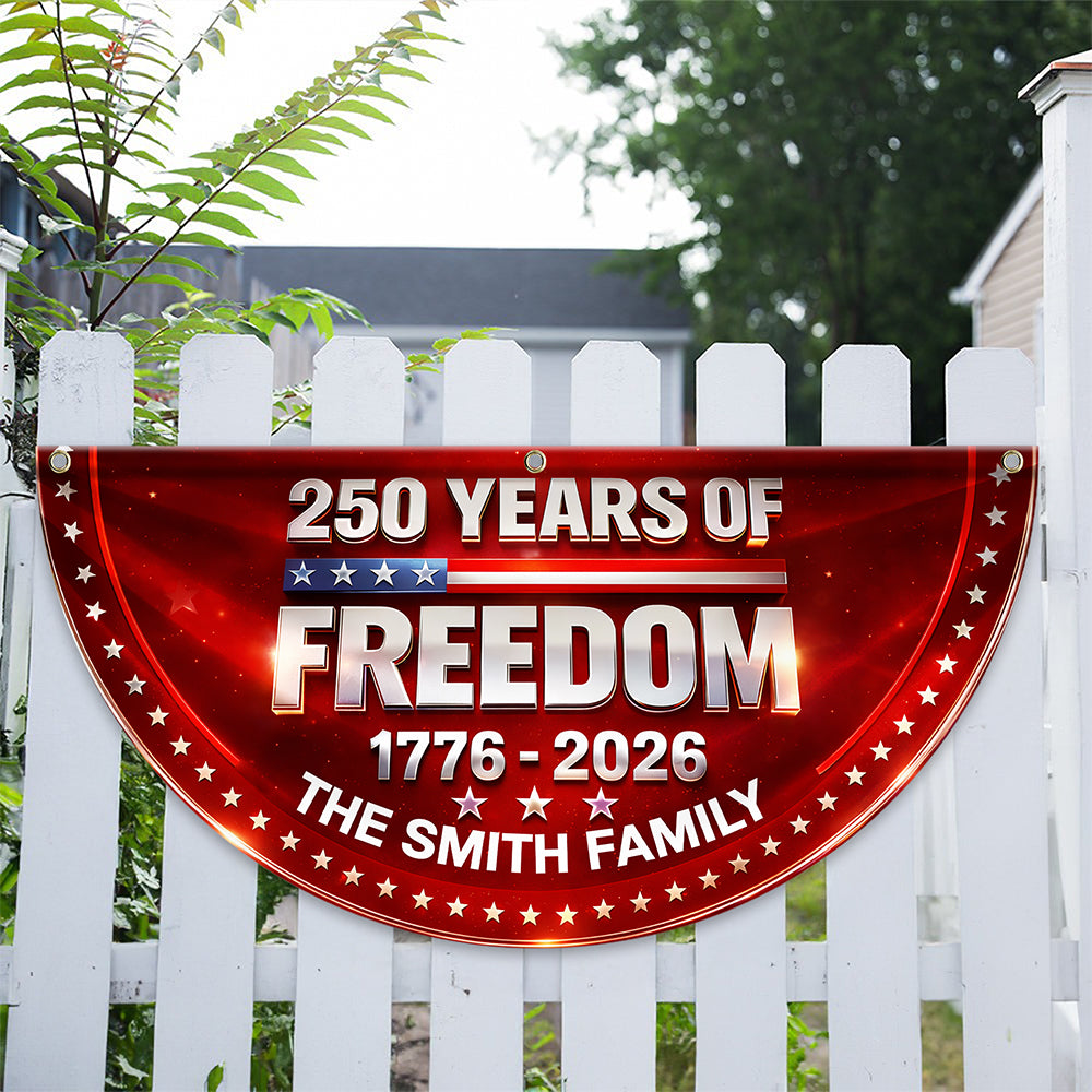 Custom Family Name 250 Year of Freedom USA Anniversary Non-Pleated Fan Flag CH07 910642