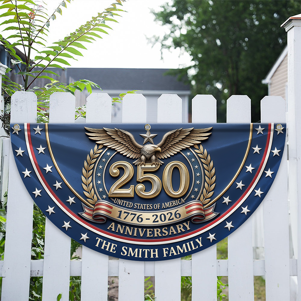 Custom Name 250th United States Of America 1776 - 2026 Anniversary Patriotic Non-Pleated Fan Flag CH07 911116