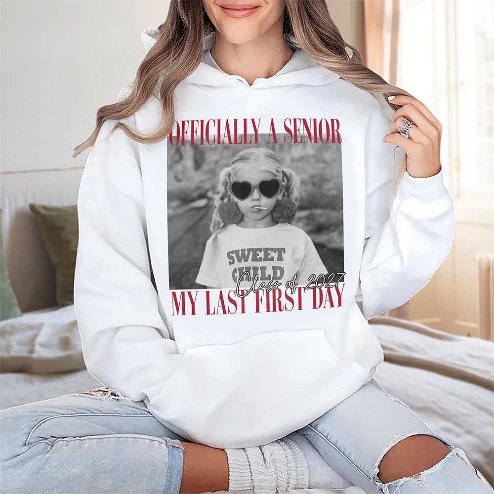 Personalised Vintage Photo And Year Senior - Officially A Senior - My Last First Day Bright Shirt HA75 922054