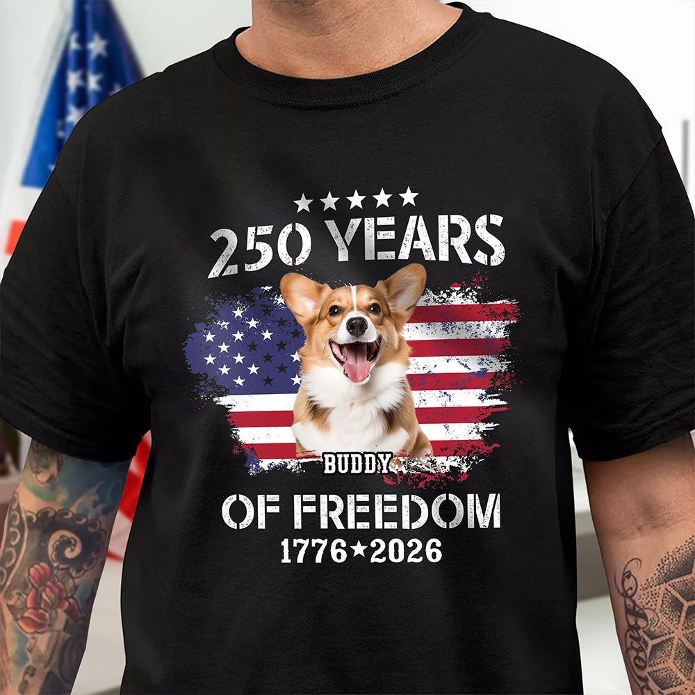Custom Dog Photo Celebrate 250 Years of America Dark Shirt CH07 899772