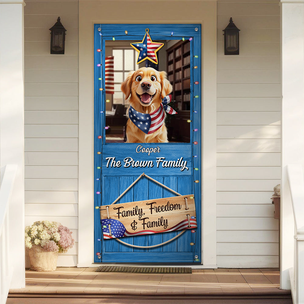 Custom America Dog Faith, Freedom & Family Decoration Door Cover LM32 897977