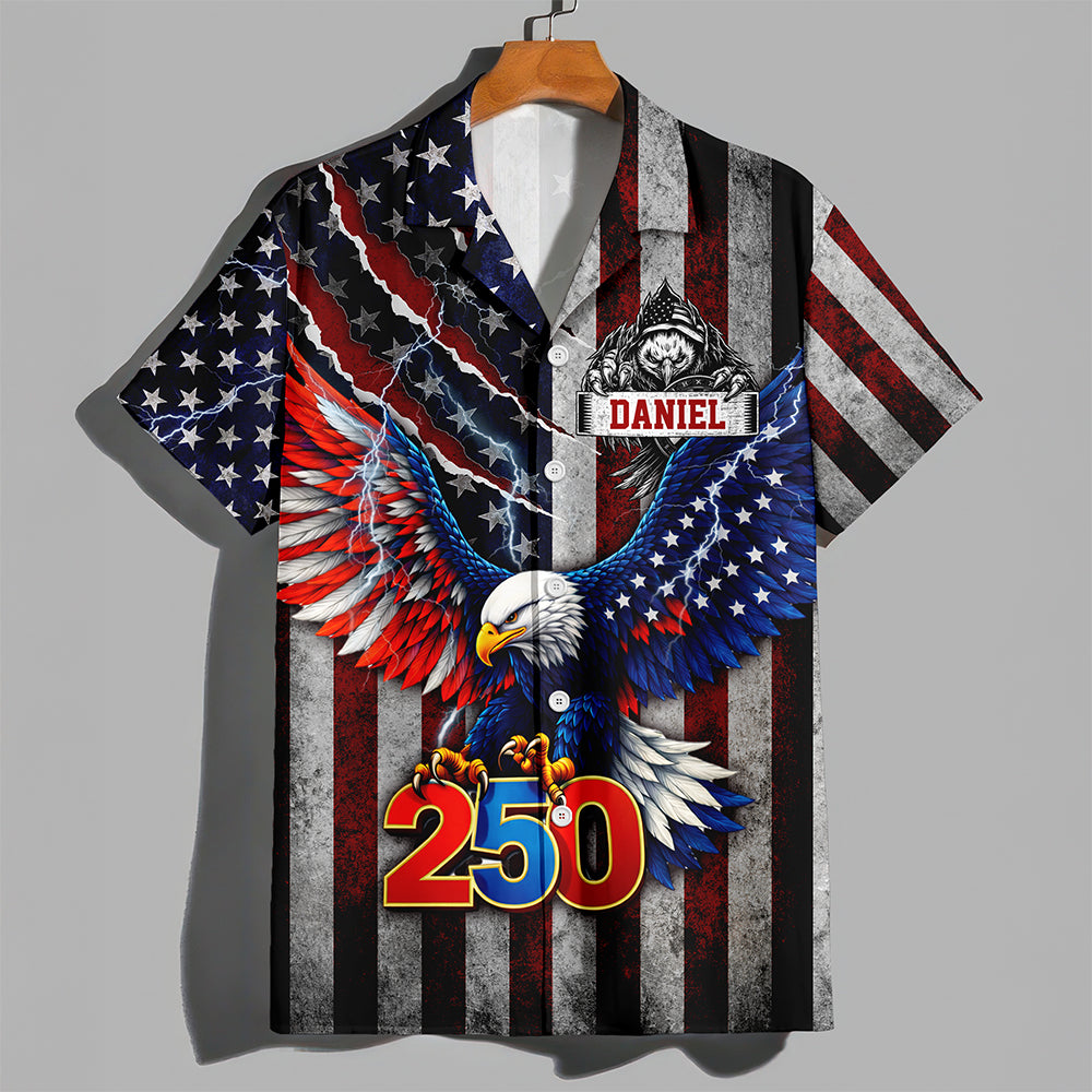 Personalized Name Eagle USA Retro Flag 250 Anniversary Hawaiian Shirt LM32 899697