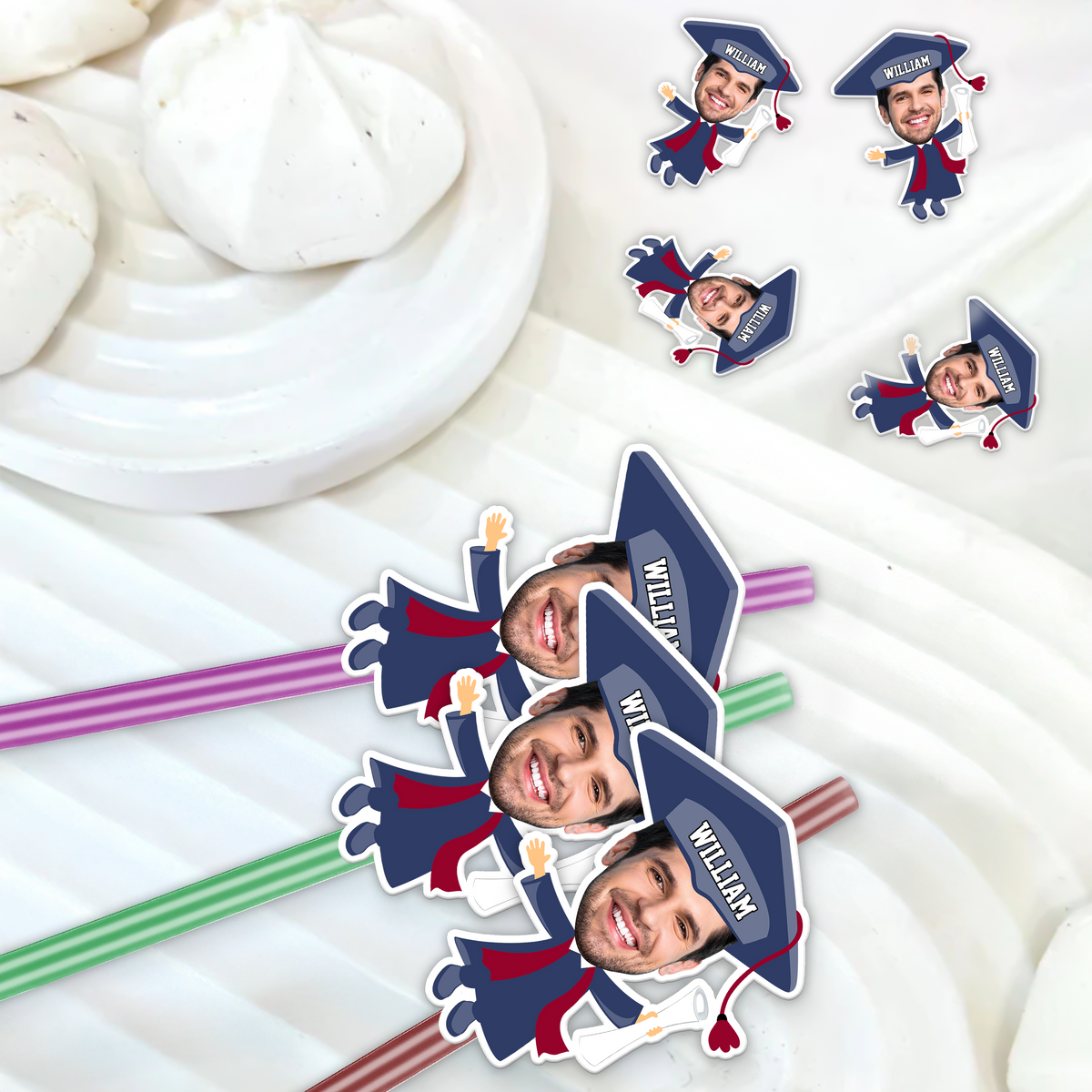 Custom Funny Face Class of 2026 Graduation Decoration Colorful Straws TH10 169133