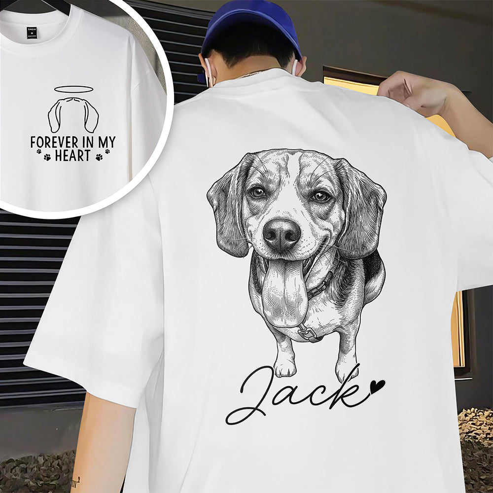 Custom Photo Pencil Sketch Forever In My Heart Memorial Shirt HA75 921780
